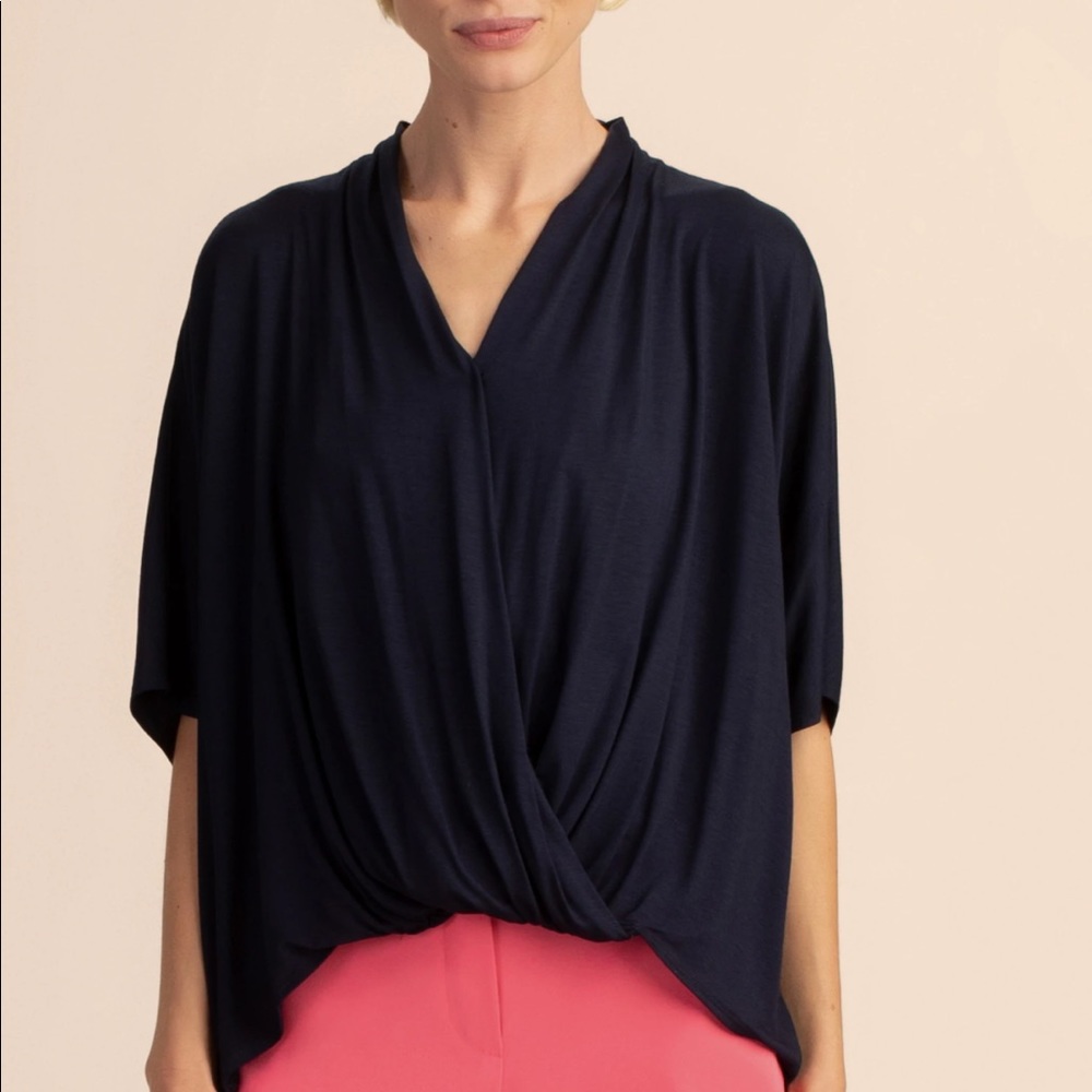 Trina Turk Midnight Blue Wrap Blouse